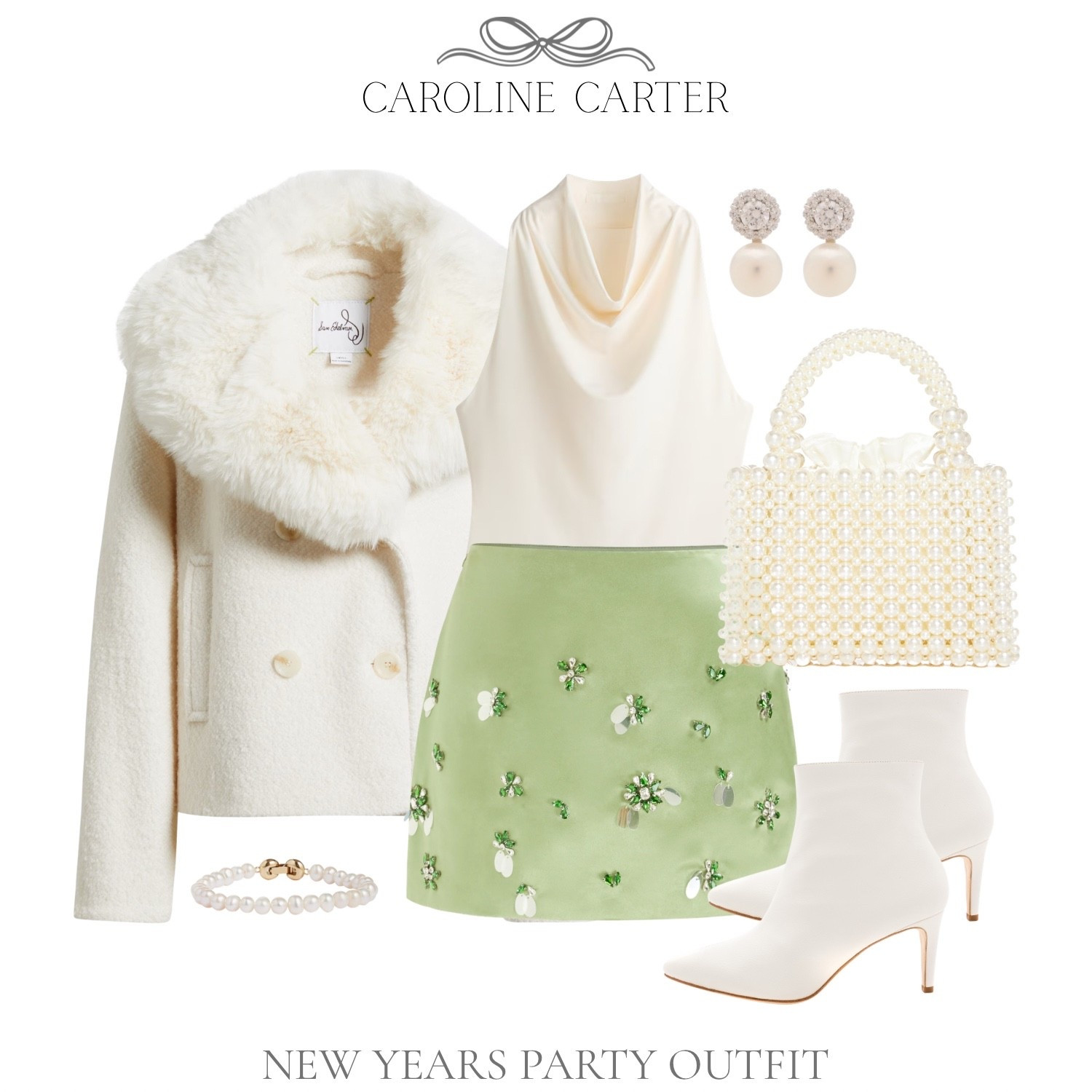 New Year’s party perfection ✨ Pearls, soft neutrals, and a pop of green for an elegant start to the year 🤍💚

new years outfit, new years party outfit, pearl handbag, pearl accessories, faux fur jacket, cream top, green skirt, embellished skirt, winter party look, classy outfit, elegant style, neutral outfit, holiday party outfit, chic winter look, holiday outfits womens

#LTKHoliday #LTKootd #LTKSeasonal