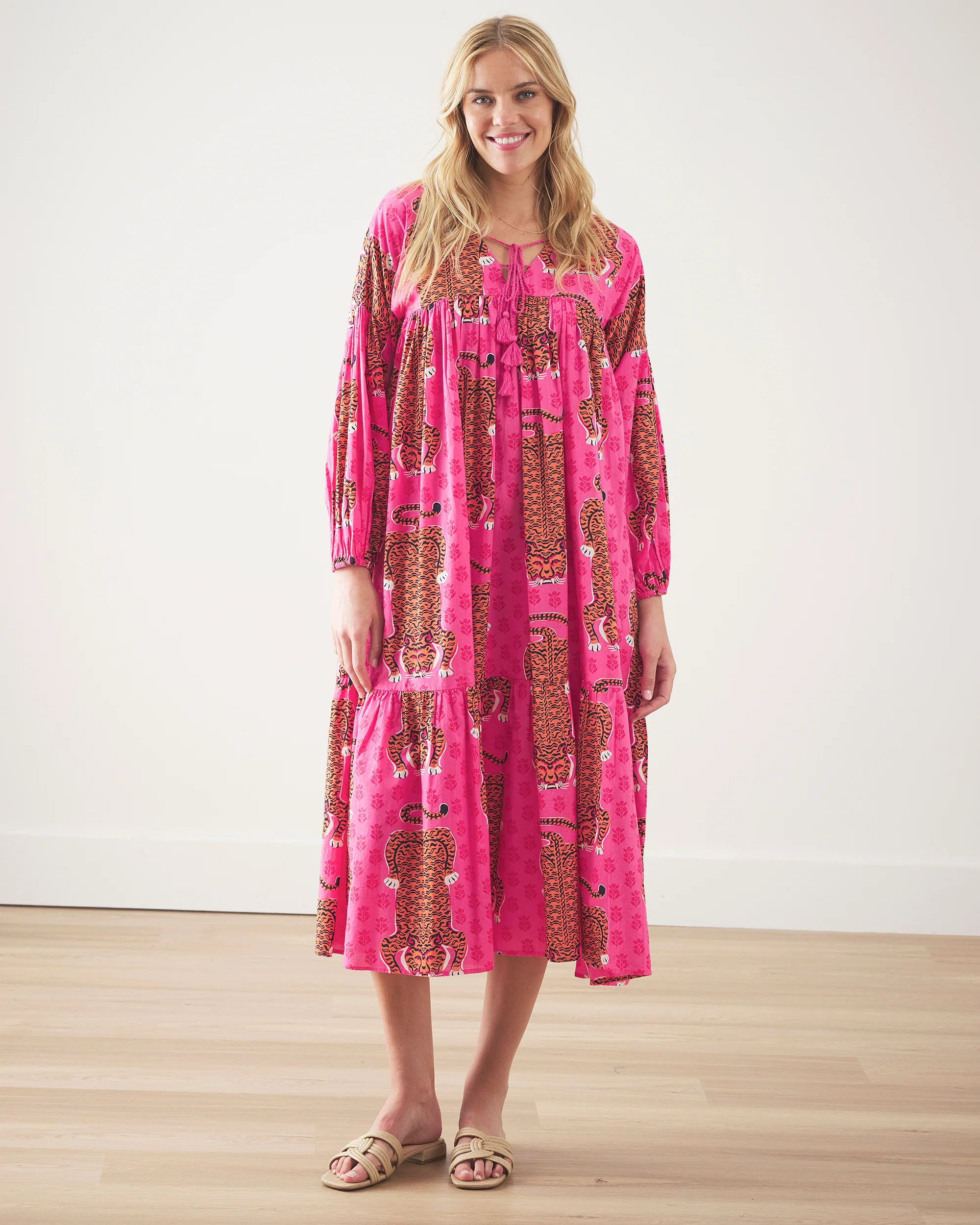 Siberian Stripes - Day Tripper Dress - Neon Rose | Printfresh