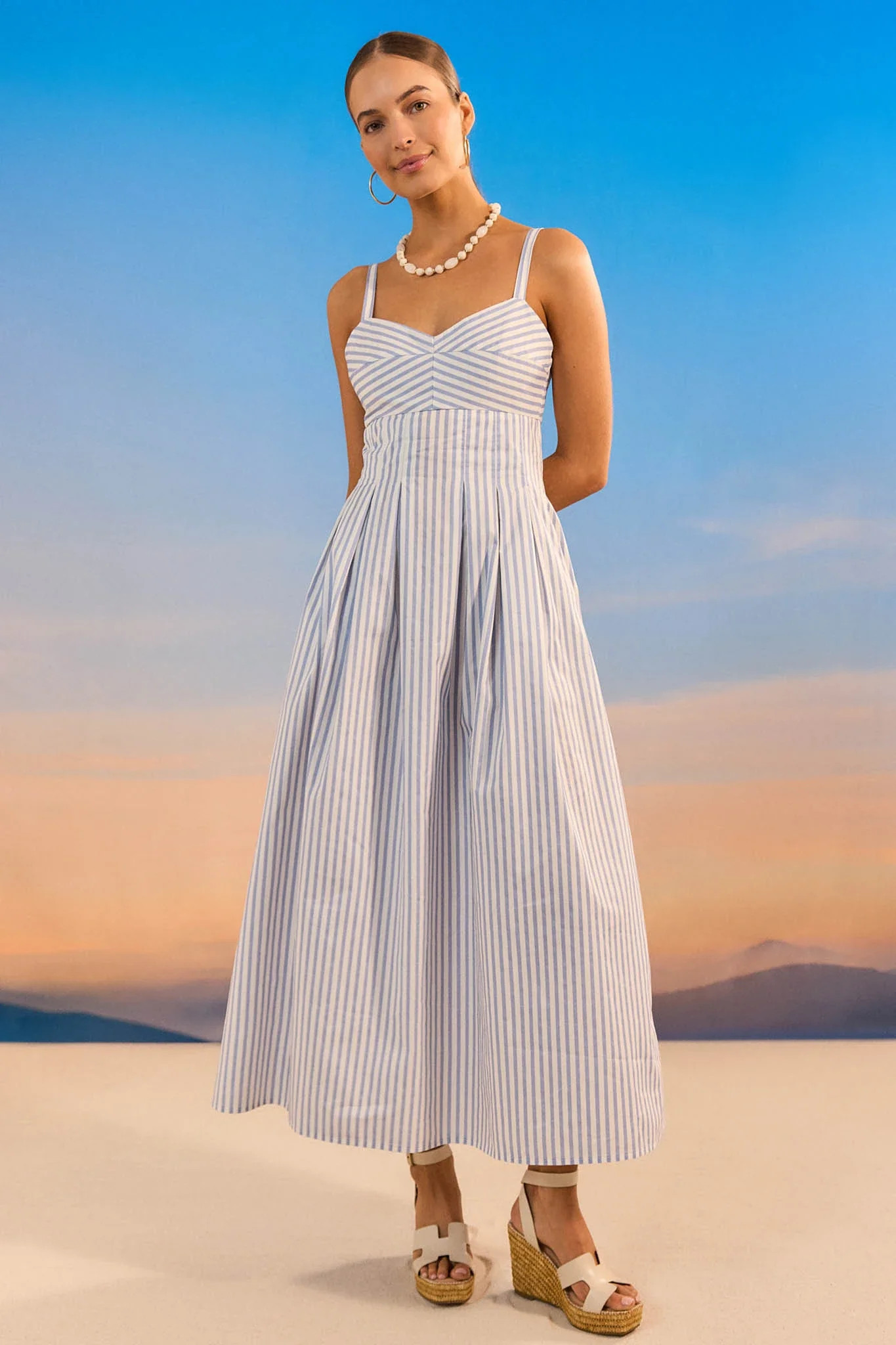 Brooke Blue Striped Maxi Dress | Avara