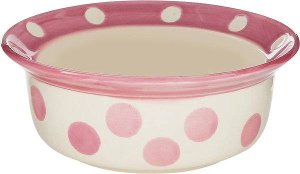 PETRAGEOUS DESIGNS Polka Paws Deep Ceramic Dog & Cat Bowl, Pink, 2-cup - Chewy.com | Chewy.com