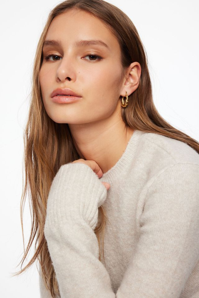 3-Pack Textured & Smooth Hoop Earrings | Dynamite Clothing