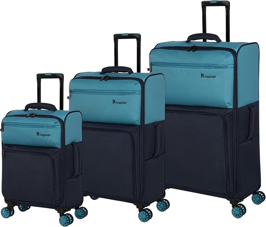 it luggage Duo-Tone 3 Piece Softside 8 Wheel Spinner Set, Capri Breeze/Dress Blues, 3 Pc | Amazon (US)
