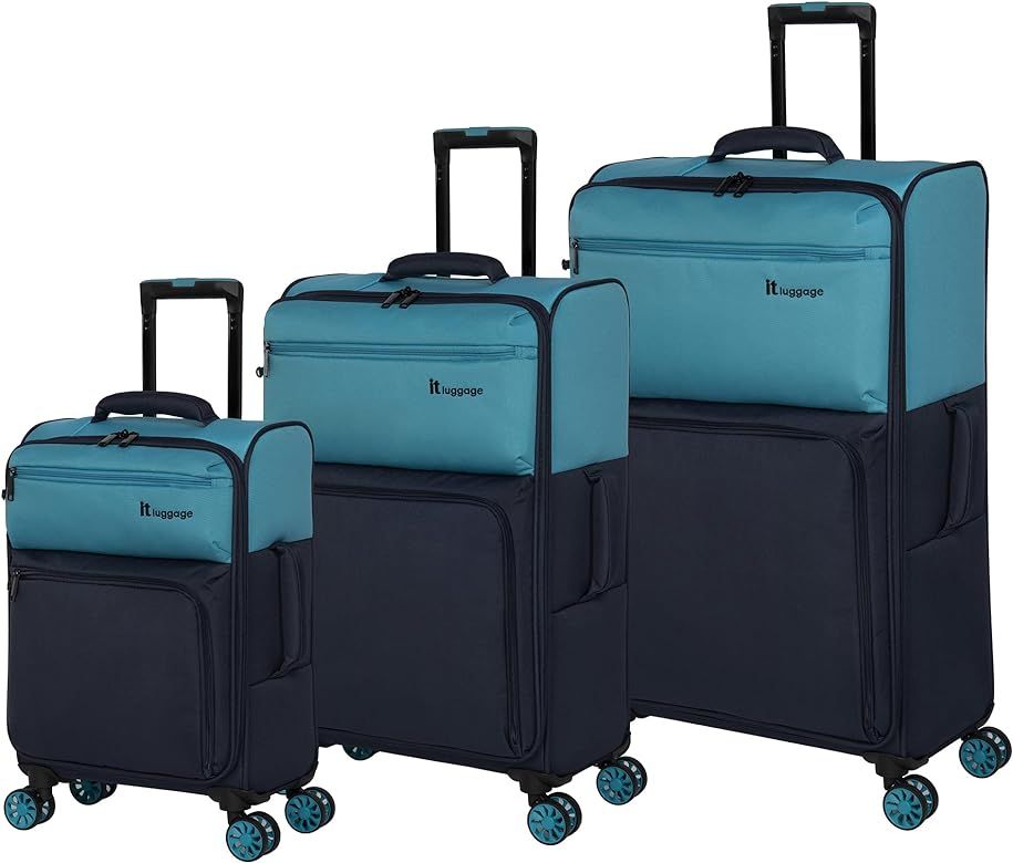 it luggage Duo-Tone 3 Piece Softside 8 Wheel Spinner Set, Capri Breeze/Dress Blues, 3 Pc | Amazon (US)