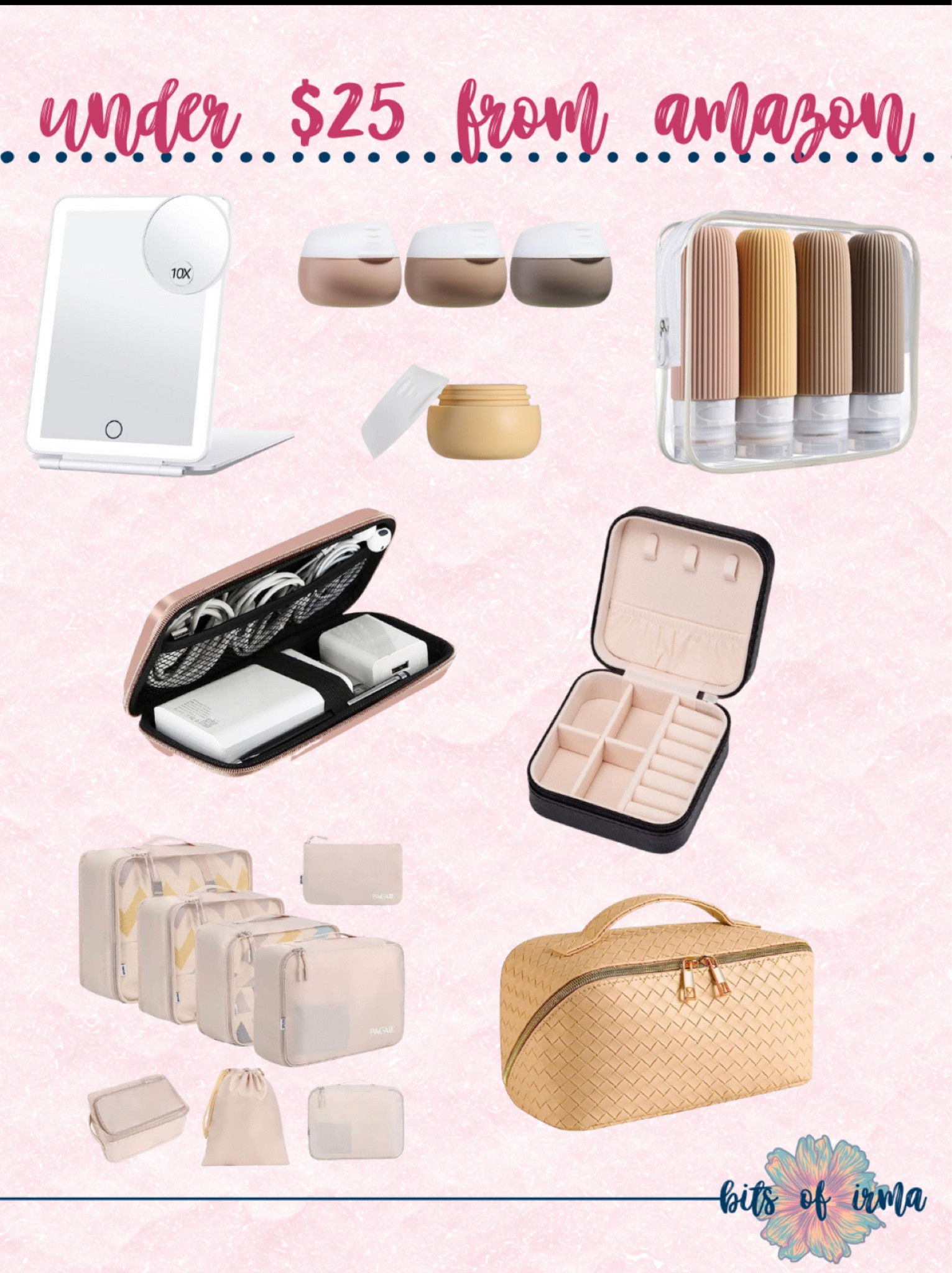 Amazon travel essentials under $25

Travel | Luggage | Packing Cubes|  Organizer |  Travel Bag | Cosmetics Bag Organizer | Makeup Bag for travel 

#LTKGiftGuide #LTKfindsunder50 #LTKtravel
