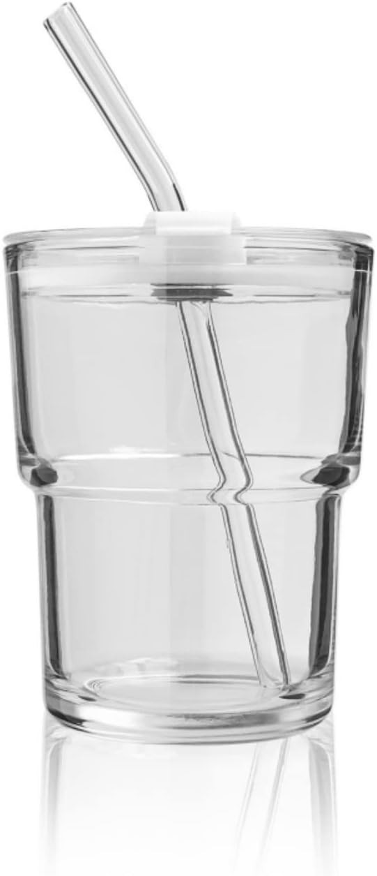 13OZ/400ML Ice Coffee Glass Tumbler with Straw and Lid Sealed Carry On, Thick Wall Water Glass Cu... | Amazon (US)