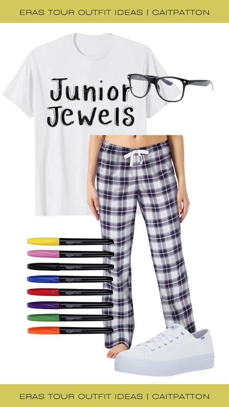 You Belong With Me music video outfit for the Eras Tour! Perfect comfy Eras Tour outfit idea

Junior Jewels tee, junior jewels shirt, plaid pajama pants, white sneakers, ked sneakers, black glasses, YBWM music video outfit, eras tour outfit idea, eras tour outfit, fearless outfit idea, fearless outfit, fearless era outfit idea, fearless era outfit, fearless eras outfit, fearless eras outfit idea, taylor swift eras tour outfit, taylor swift eras tour outfit idea, taylor swift fearless outfit, Taylor swift fearless outfit idea 

#LTKstyletip #LTKshoecrush #LTKfindsunder100