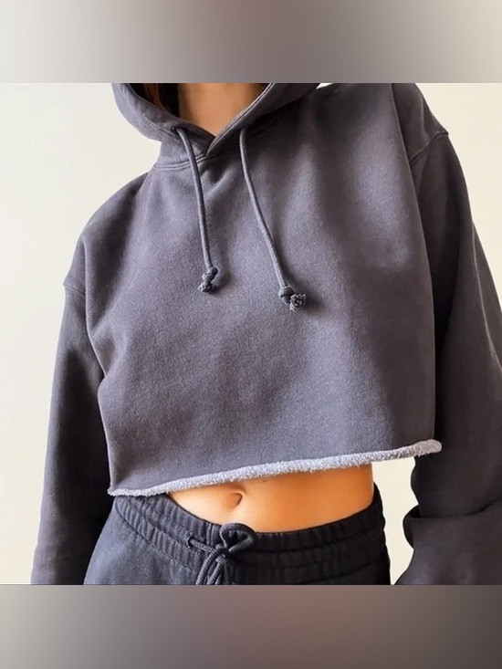 Aritzia Tna Cozy Fleece Cropped Boyfriend Hoodie in Gray | Poshmark