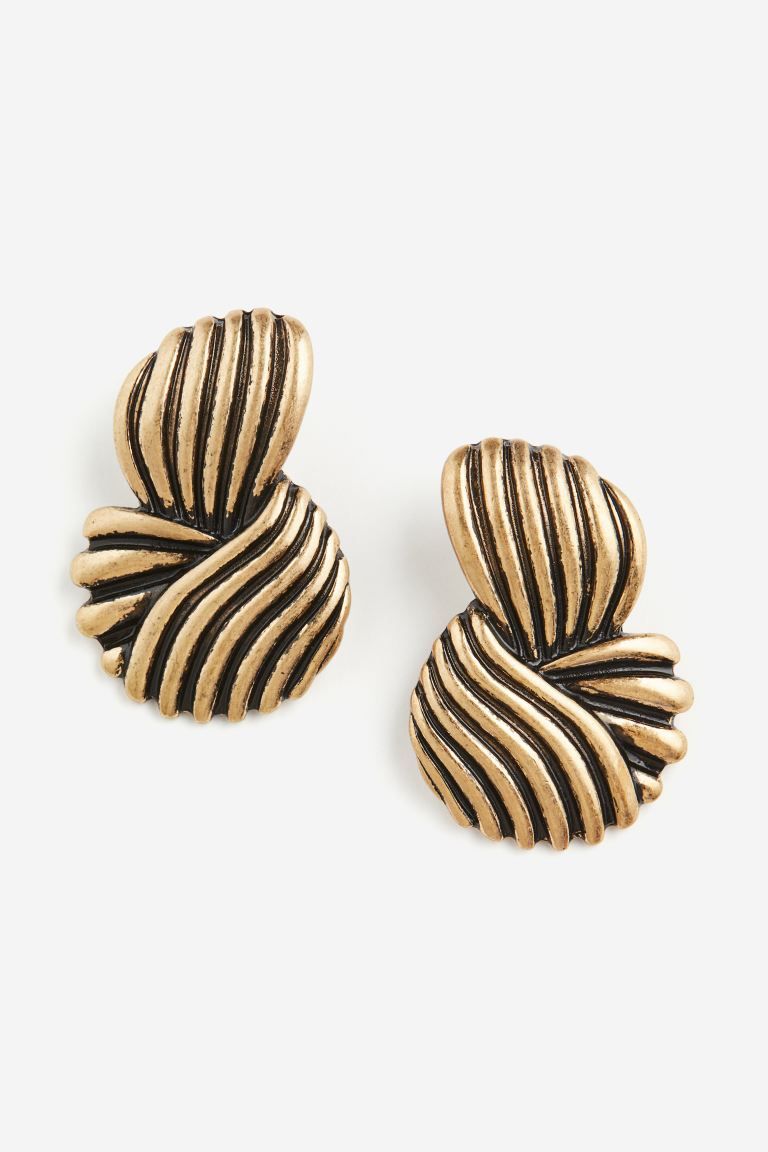 Asymmetric earrings - Gold-coloured - Ladies | H&M GB | H&M (UK, MY, IN, SG, PH, TW, HK)