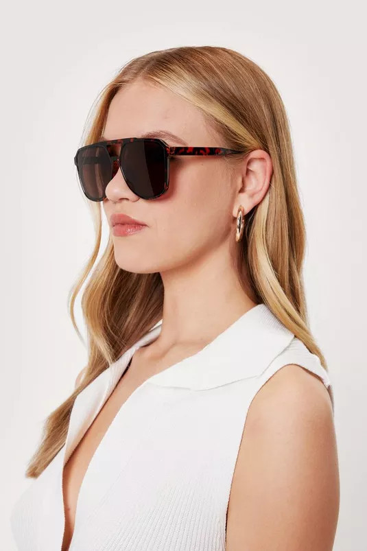 Tort T Bar Aviator Oversized Sunglasses | Nasty Gal (US)
