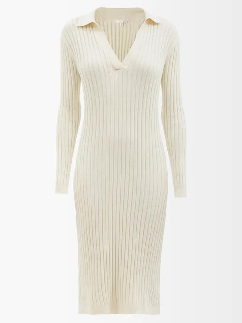Skin - Makaya Ribbed Cotton-blend Polo Dress - Womens - Cream | Matches (US)
