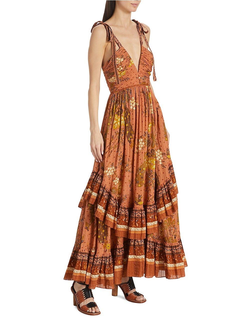 Meera Tie-Shoulder Tiered Maxi Dress | Saks Fifth Avenue