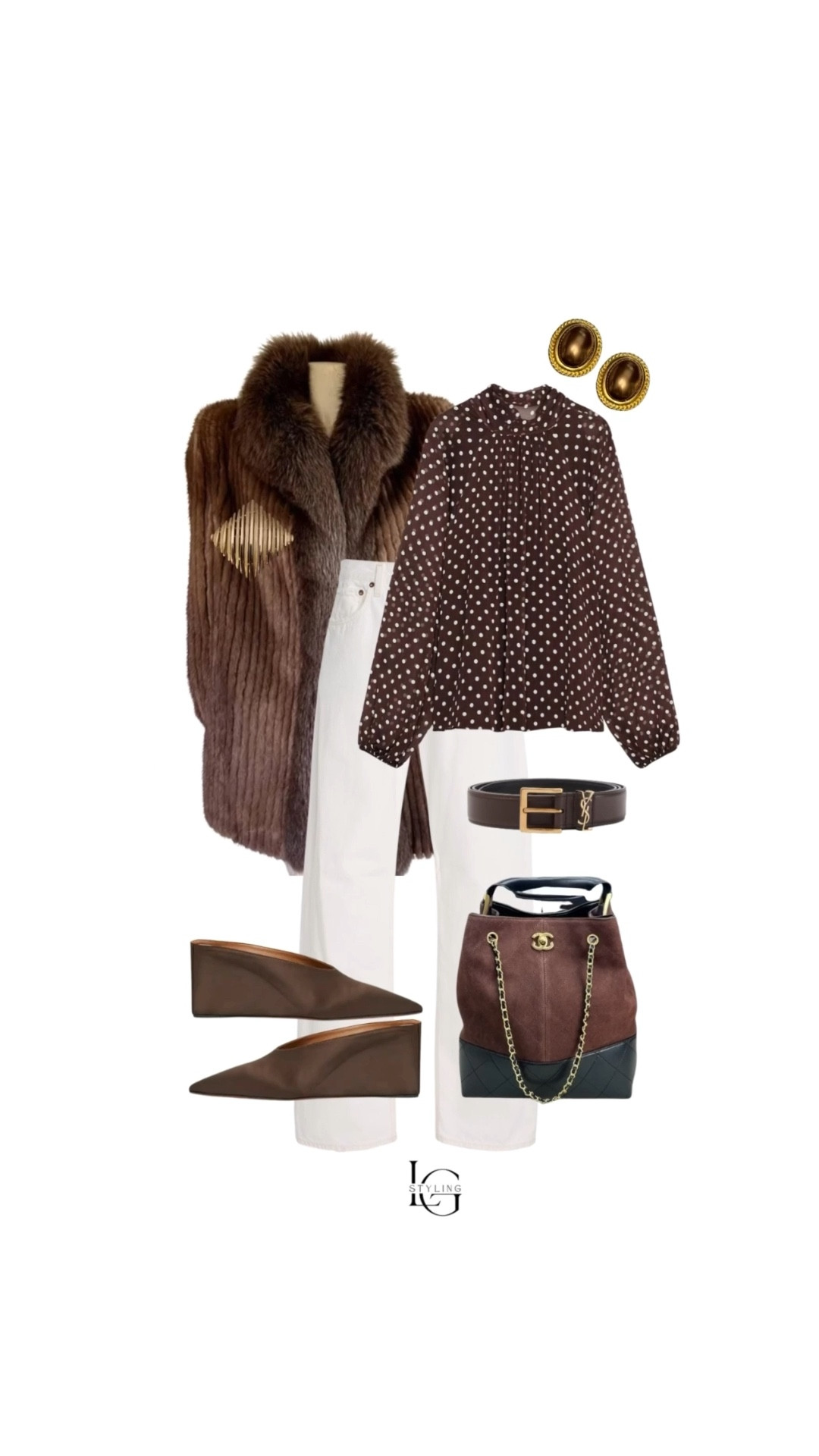 Today’s look is all about rich chocolate tones and elevated texture mixing. I styled a brown polka-dot blouse with crisp white trousers for contrast, then layered a fur-collar vest to add warmth and dimension. The gold accessories and structured belt pull the look together, while sleek brown wedges keep the silhouette modern and streamlined.

This outfit is a great example of how classic neutrals don’t have to feel boring—mixing textures like fur, silk, leather, and structured denim instantly elevates the entire look.

Linked similar pieces including polka-dot blouses, tailored white trousers, chocolate brown accessories, and statement vests so you can recreate the outfit. Perfect for early spring styling, transitional weather, and polished everyday outfits.

#LTKStyle #LTKSeasonal #LTKWorkwear #LTKSpring #ClassicStyle #NeutralOutfit #PolkaDotStyle #BrownOutfit #TransitionalStyle #ElevatedBasics #ChicEverydayStyle
