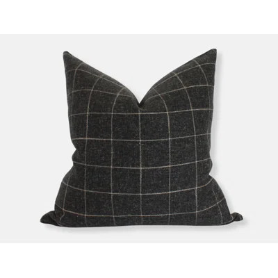 Black Plaid Windowpane Pillow Cover, Charcoal Throw Pillow | Wayfair North America