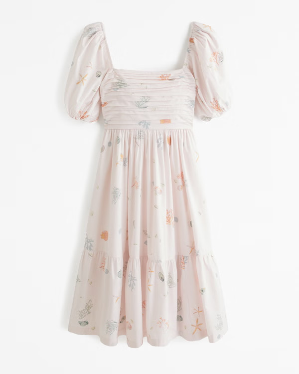 Women's Emerson Poplin Puff Sleeve Midi Dress | Women's Dresses & Jumpsuits | Abercrombie.com | Abercrombie & Fitch (US)