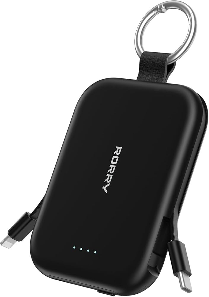 RORRY Portable Charger, 5000mAh Portable Charger Power Bank with Built-in Cables, Travel Keychain... | Amazon (US)