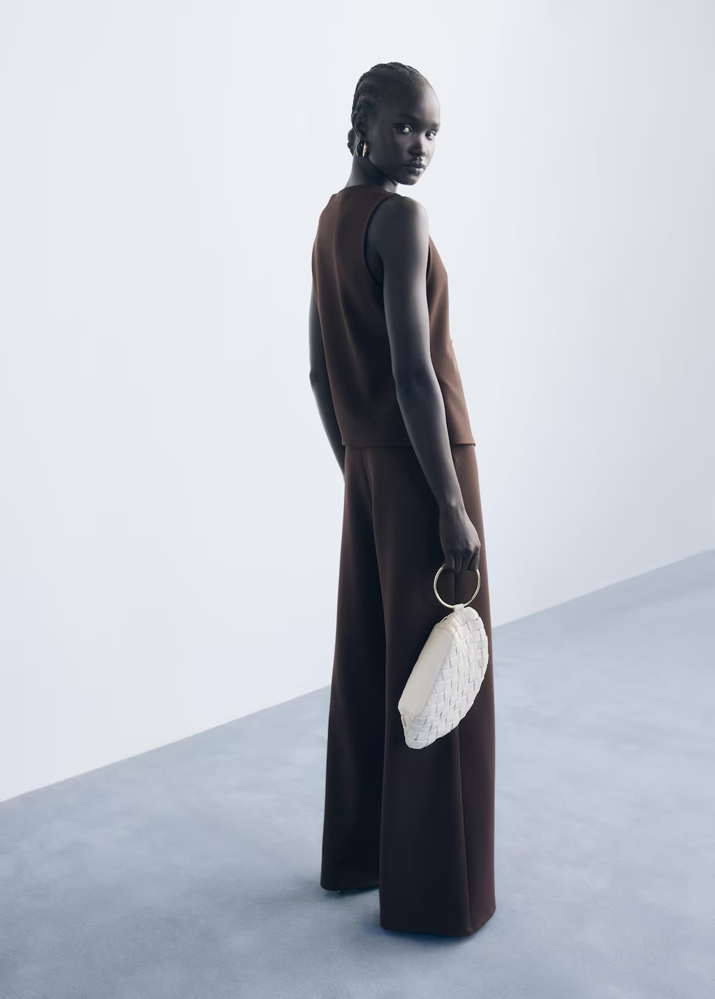 Straight-fit pants with elastic waist brown - Woman - S - MANGO | Mango (US/MX/AU)