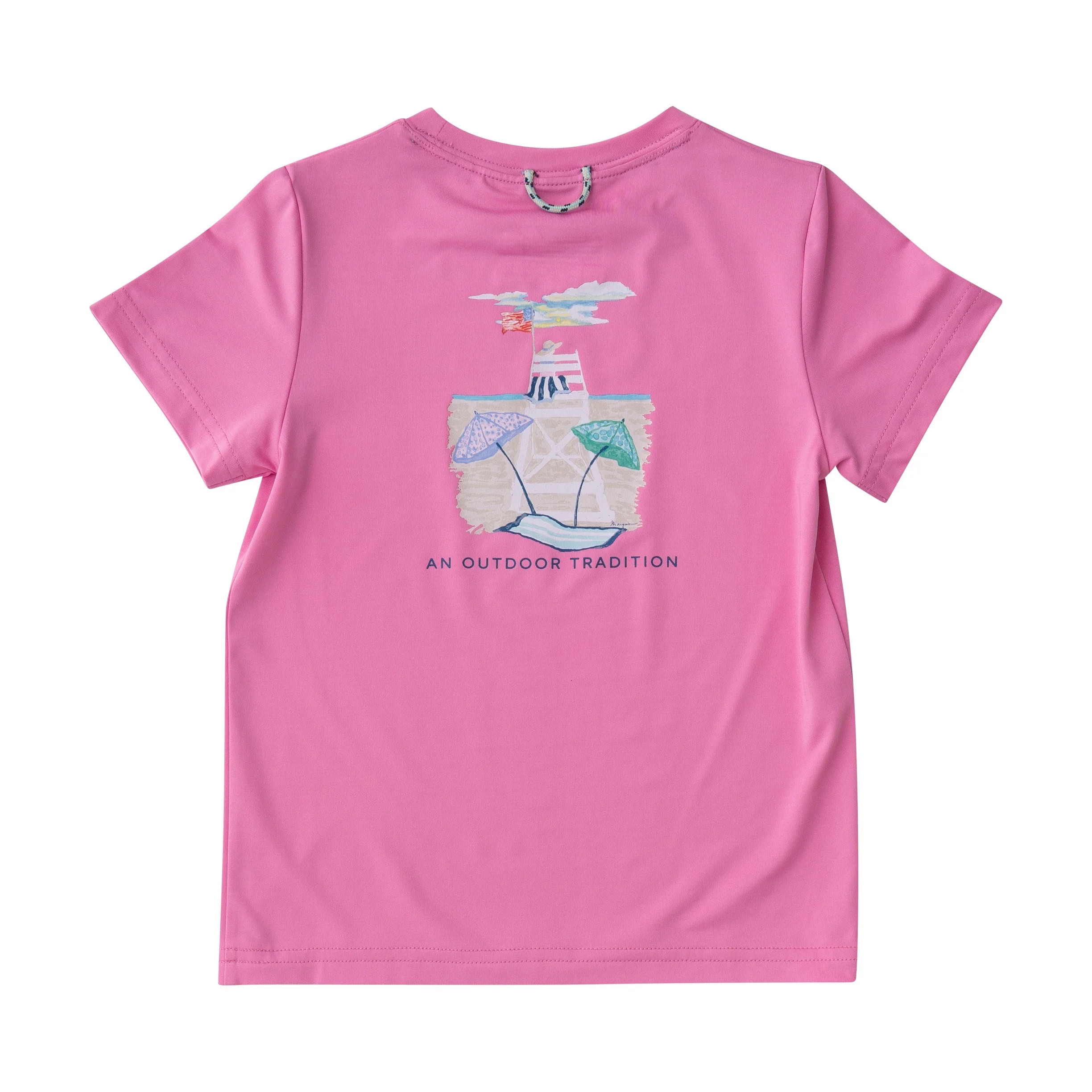 Girls Pro Performance Short Sleeve Fishing T-shirt in Fuchsia Pink Beach Lifeguard | PRODOH
