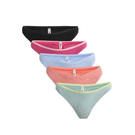 No Boundaries Cotton Thong Panties, 5-Pack, Women’s and Women’s Plus | Walmart (US)