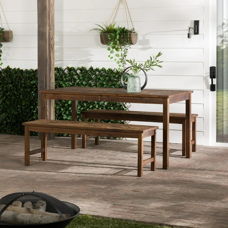 Manor Park Wooden Picnic Table with Umbrella Hole, Multiple Colors and Styles | Walmart (US)