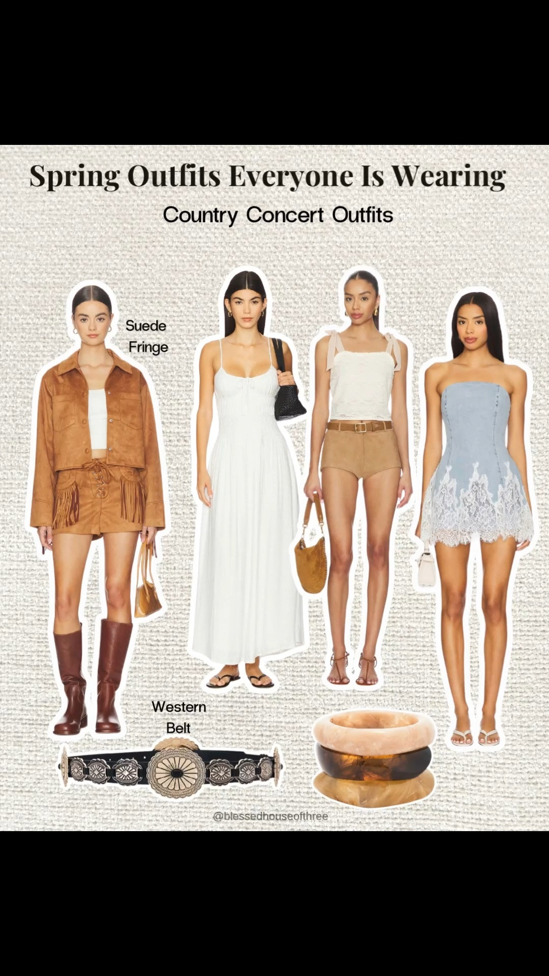 Spring country concert outfits everyone is wearing right now 🤍 think neutral tones, suede fringe, flowy dresses, and western boots for an effortless concert or festival look. Leather belts, cowboy cap, white romper, These outfit ideas are perfect for country concerts, summer festivals, Nashville trips, and casual spring nights out, with a mix of affordable finds and elevated staples you can rewear all season. Follow me on LTK for daily outfit inspiration, Amazon finds, and easy outfit ideas for every occasion.

#LTKootd #LTKFestival