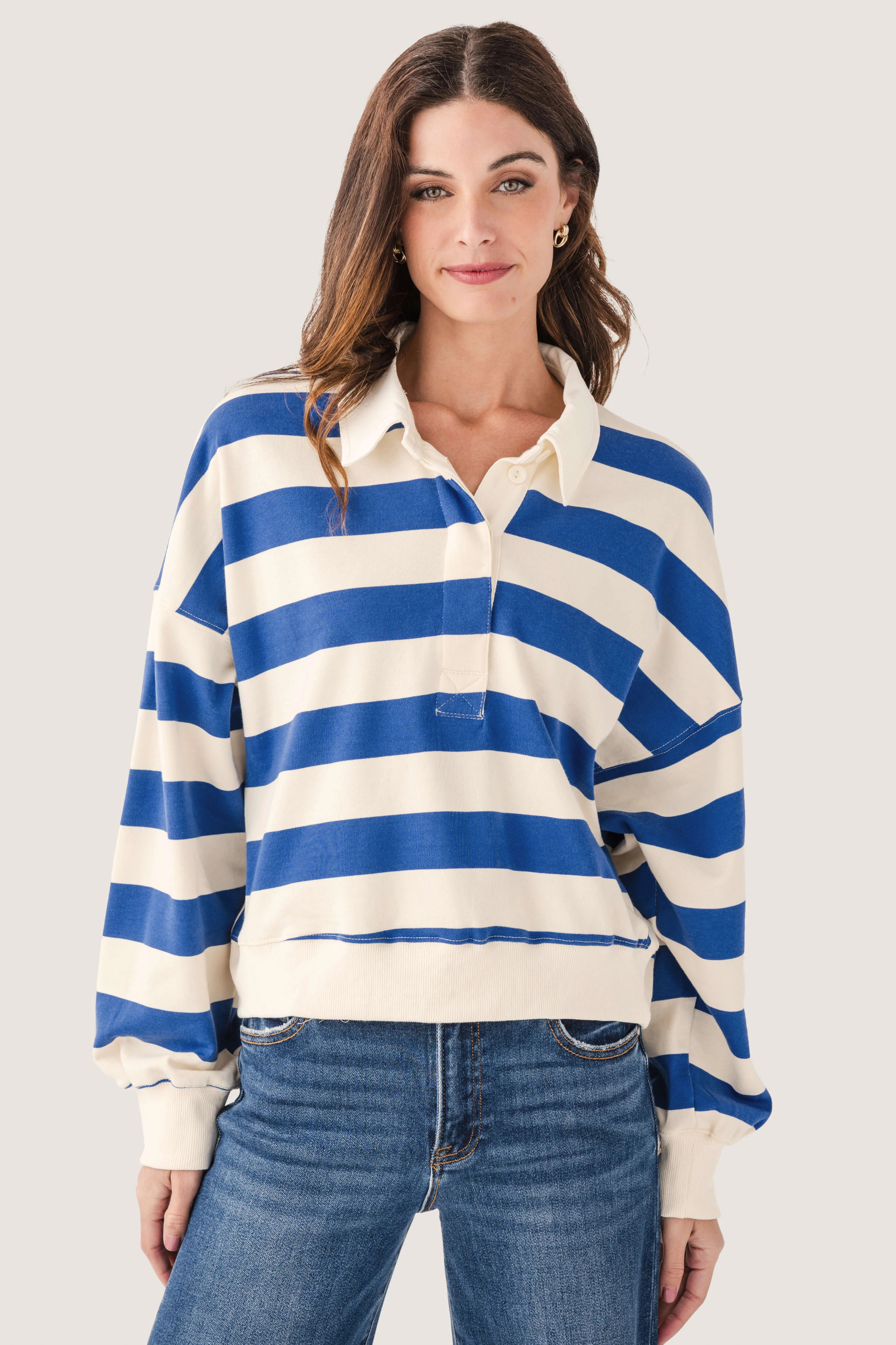 By Together Amerie Striped Collared Top | Social Threads