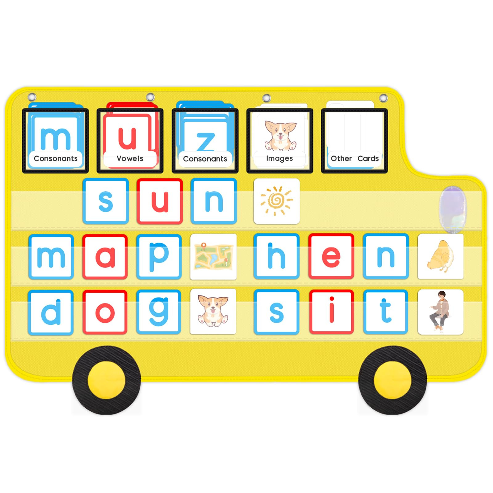 Pocket Chart for Classroom, 33 ⅞ " x 22" Large School Bus Shaped Pocket Charts for Kids, Back t... | Amazon (US)