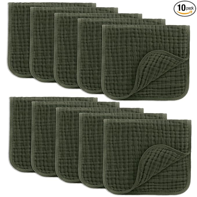 Comfy Cubs Muslin Burp Cloths 20" x 10", Pack of 10 - Large, 6-Layer, Ultra Absorbent 100% Cotton... | Amazon (US)