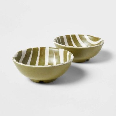4.5oz 2pk Bamboo and Melamine Striped Mini Bowls - Threshold™ | Target