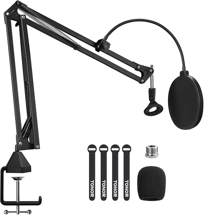 Microphone Arm Stand, TONOR Adjustable Suspension Boom Scissor Mic Stand with Pop Filter, 3/8" to... | Amazon (US)