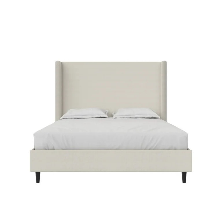 DHP Eveline Upholstered Wingback Bed, Queen, Textured Ivory Canvas | Walmart (US)