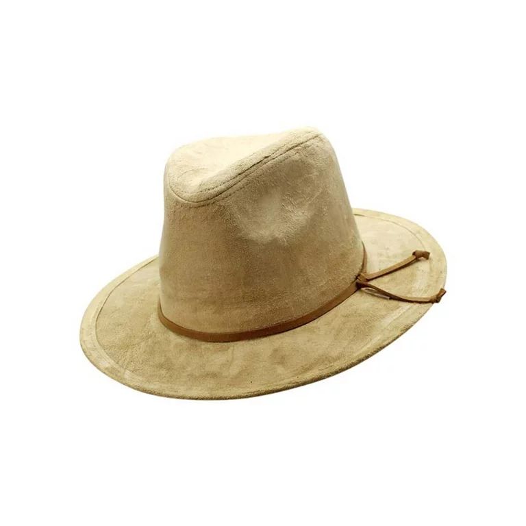 Beige Faux Suede Pinch Top Panama Style Fedora Hat | Walmart (US)