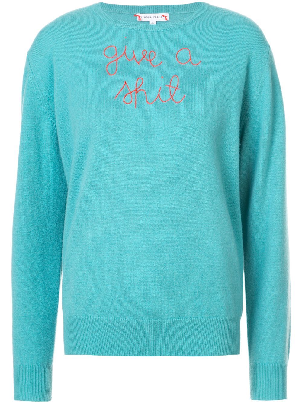 Lingua Franca quote embroidered sweater - Blue | FarFetch US