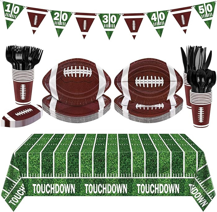 durony Football Party Decorations 146 Pcs Football Party Favors Serve 24 Disposable Paper Plates ... | Amazon (US)