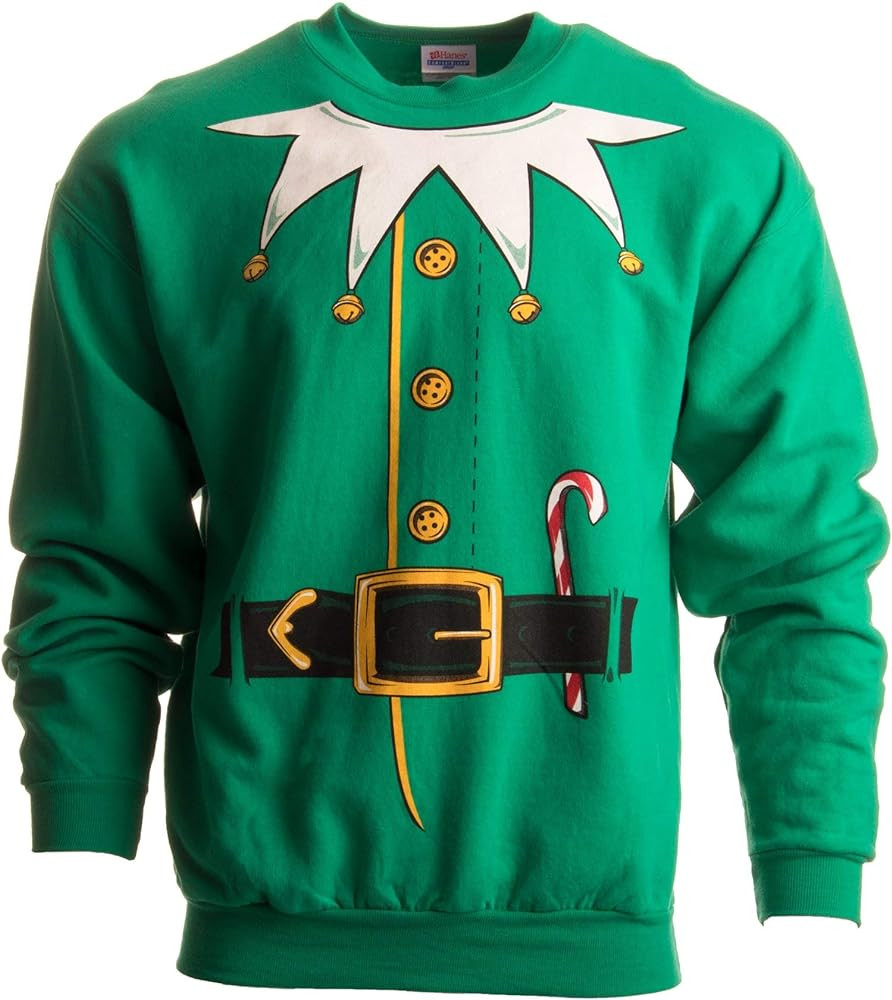 Christmas Sweater Sweatshirts | Santa Claus and Elf Holiday Crewneck Sweatshirt | Amazon (US)