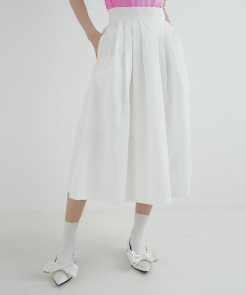 TIR PLEATS FLARE SKIRT WHITE | Musinsa Global