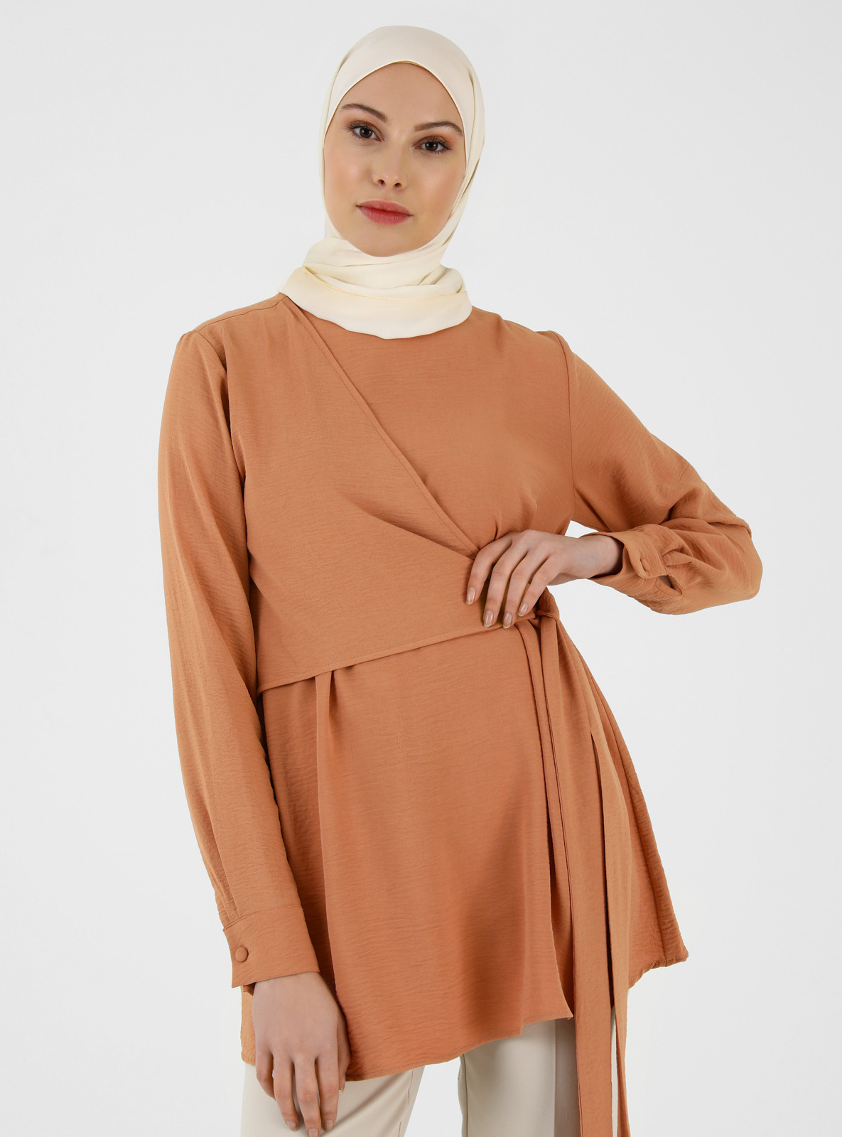 Orange - Crew neck - Tunic | Modanisa (US)