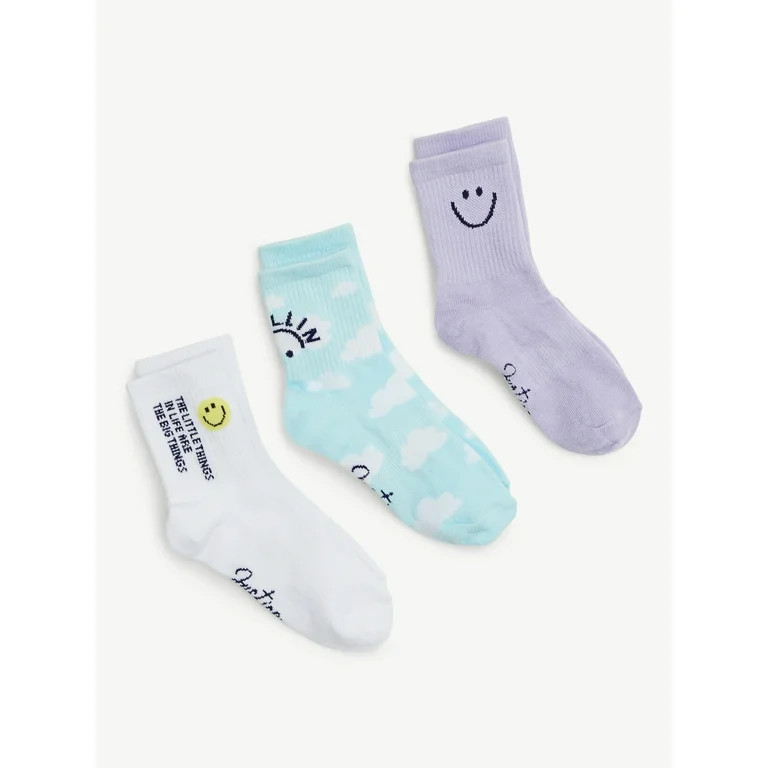 Justice, Girls Mid-Crew Socks, 3-Pack, Sizes M-L | Walmart (US)
