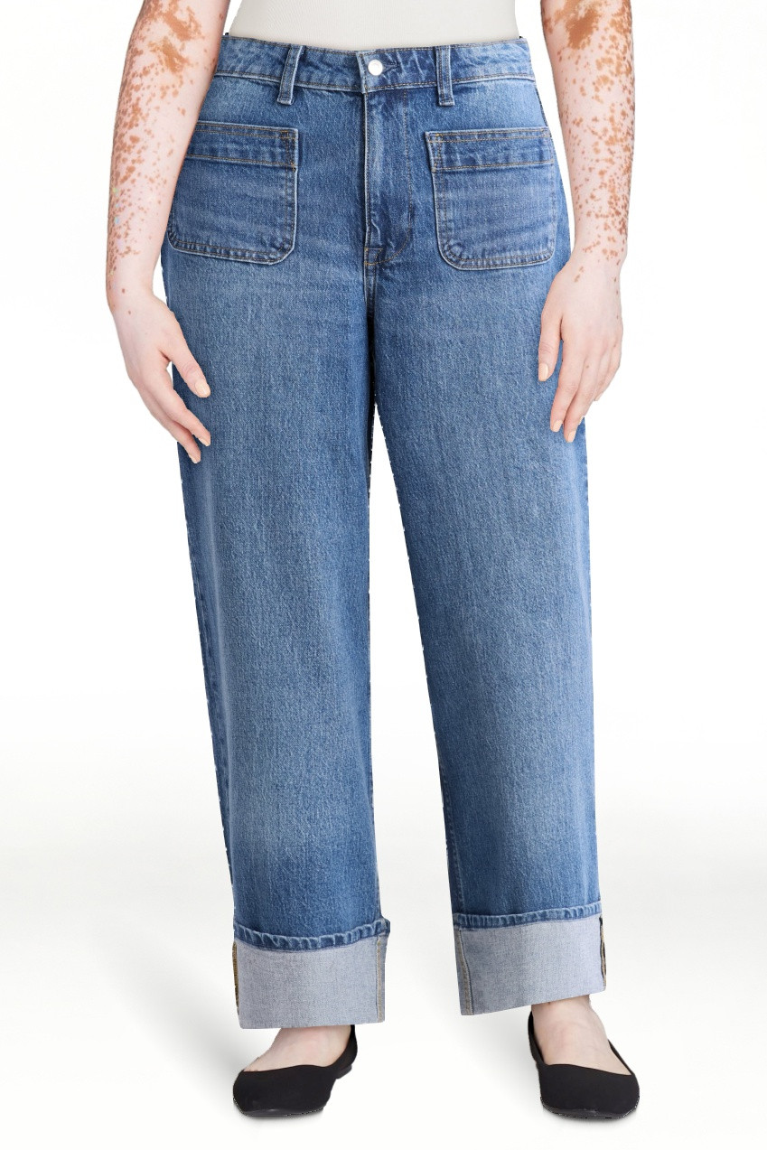 Free Assembly Women’s High Rise Cuffed Jeans with Patch Pockets, 30" Inseam, Sizes 0-28 | Walmart (US)