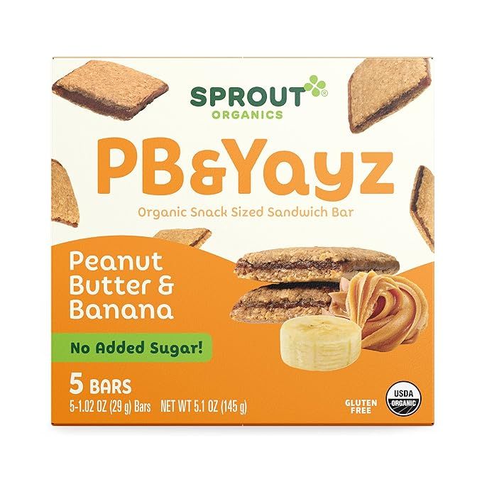 Sprout Organics PB & Yayz Sandwich Bars Peanut Butter & Banana, Organic Gluten Free Toddler Snack | Amazon (US)