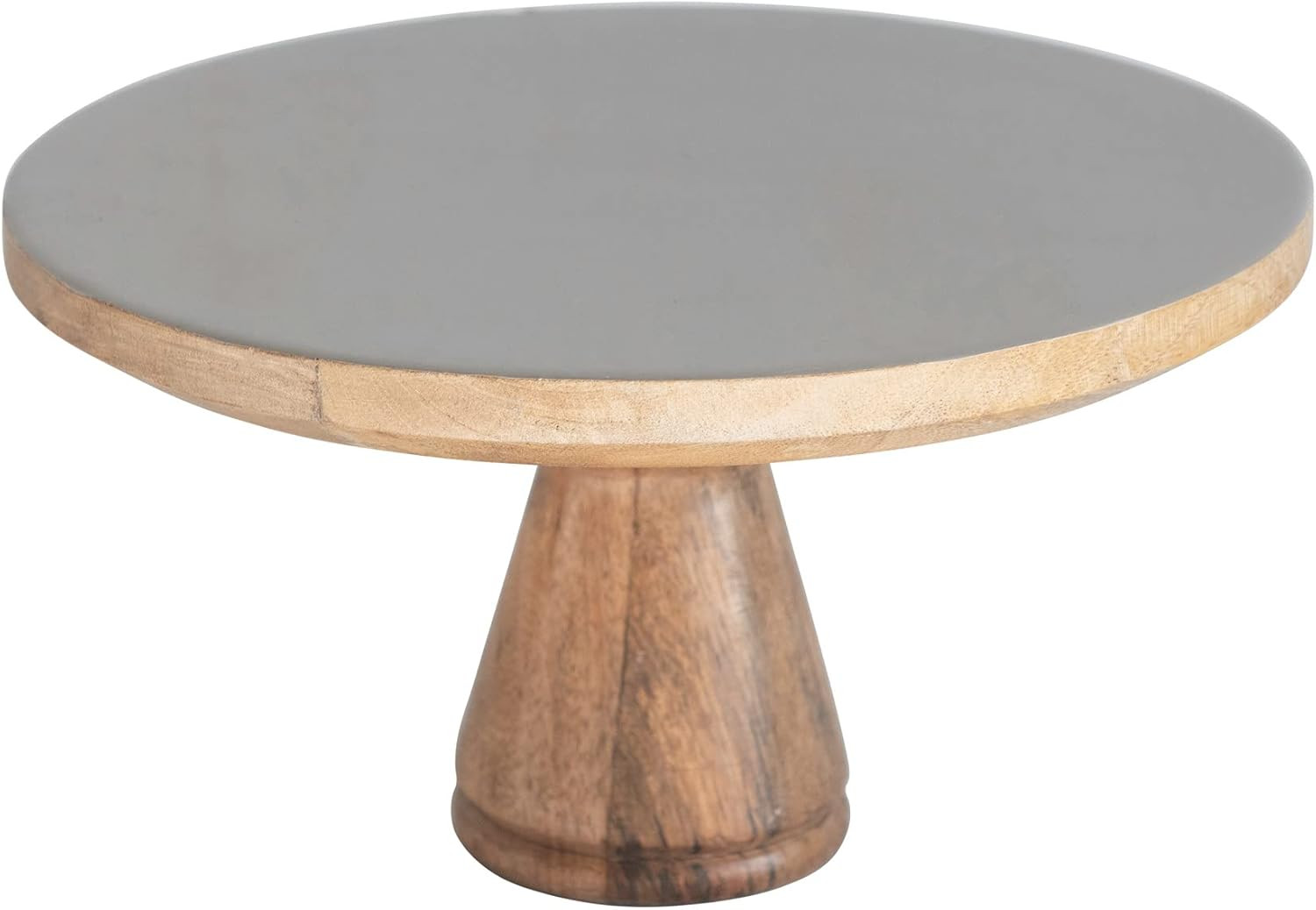 Bloomingville Enameled Mango Wood Stand with Gray Top Pedestal, Grey | Amazon (US)