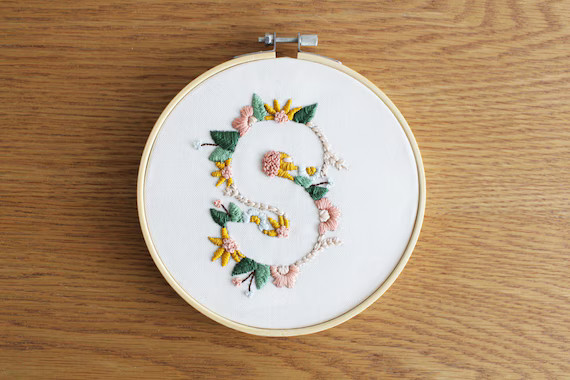 Floral Letter Embroidery Kit for Beginner Modern Embroidery | Etsy | Etsy (US)