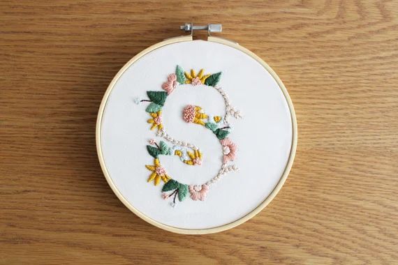 Floral Letter Embroidery Kit for Beginner Modern Embroidery | Etsy | Etsy (US)