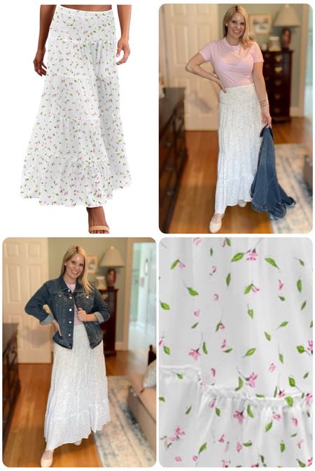 Floral print maxi skirt, spring outfit, Easter outfit, spring work outfit for women, spring church outfit for women, pink t-shirt 

#LTKover40 #LTKfindsunder50 #LTKfindsunder100