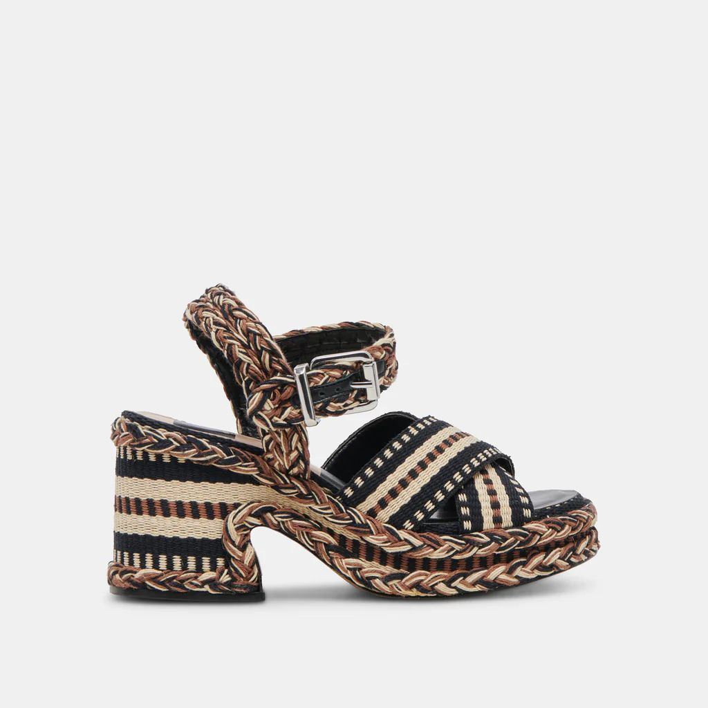 GRAYCE HEELS BLACK MULTI WOVEN | DolceVita.com