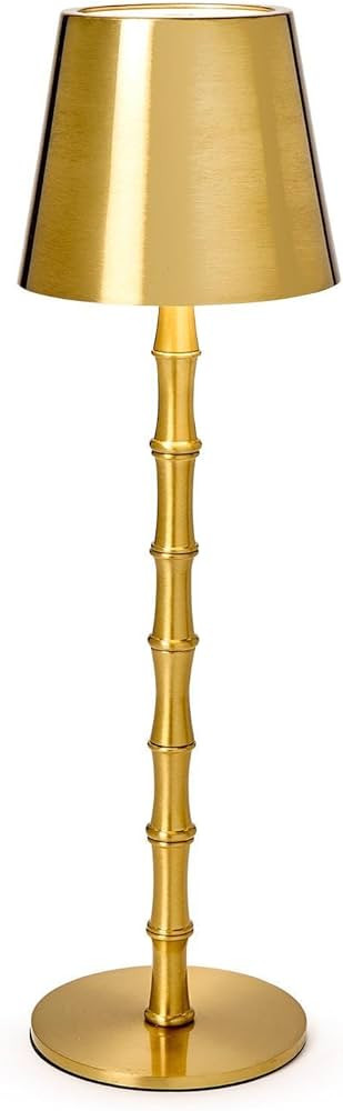 Two's Company LED Cordless Gold Bamboo Table Lamp in Gift Box, 14.5-Inch, Iron | Amazon (US)