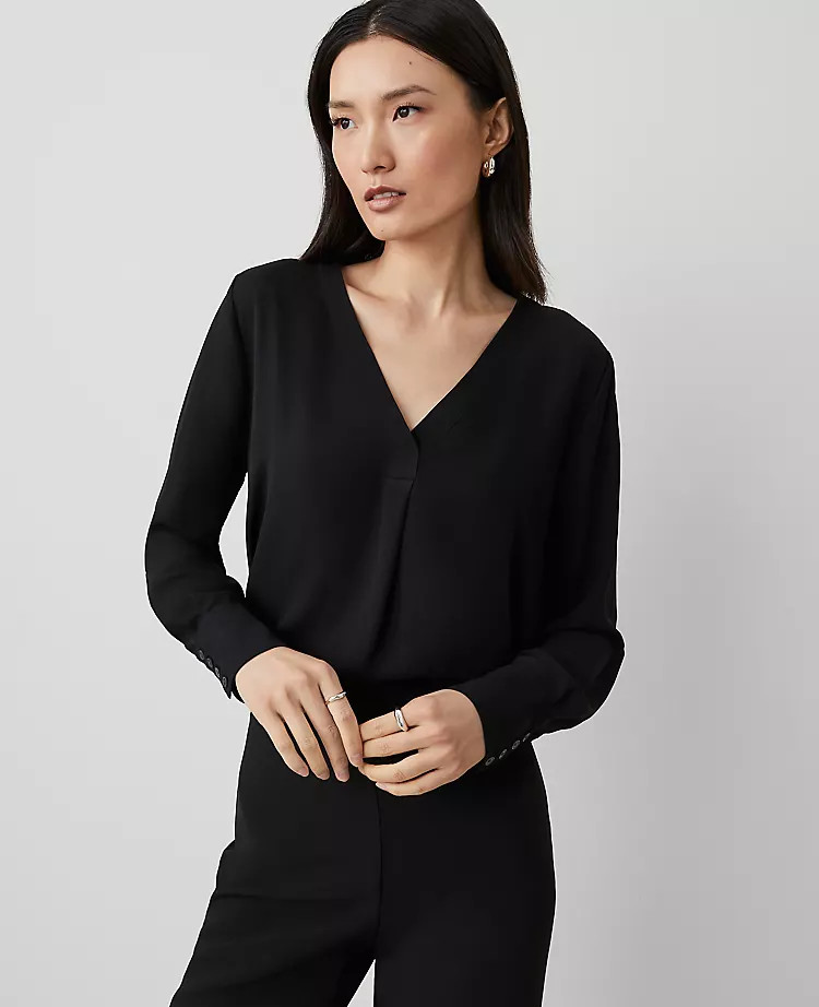 Mixed Media Pleat Front Top | Ann Taylor (US)