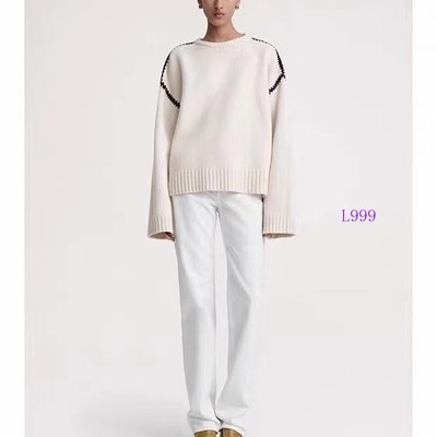 Toteme Spring New Loose Round Neck Embroidery Wool Blended Sweater for Woman  | eBay | eBay US