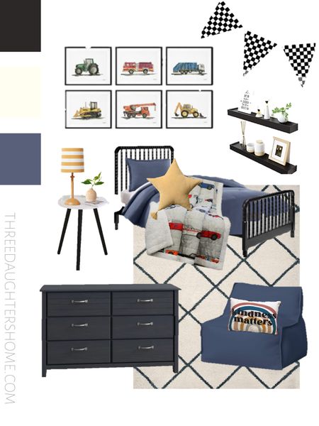 The most darling little toddler boy bedroom! Check out threedaughtershome.com for the full design :)



Boys room, big boy room, big boy bed, twin bed, car room, kids chair, reading corner, cubby storage, playroom, nursery, boy nursery, kids room

#LTKstyletip #LTKkids #LTKhome