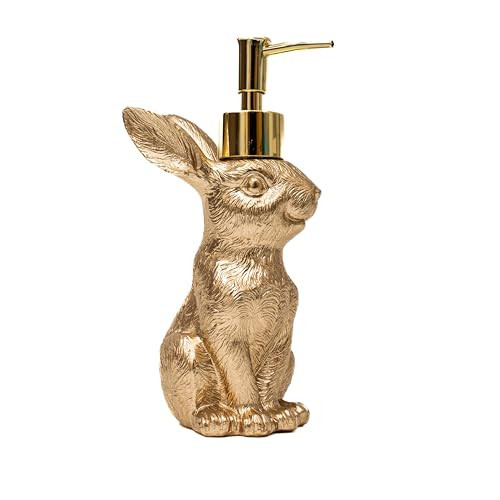 Gold Bunny Soap Dispenser – Vintage Rabbit Hand & Dish Soap Dispenser for Kitchen Sink & Bathroom Vanity – Rust Proof Pump Lotion Bottle – Resin Animal Statues Home Decor & Easter Decorations, 8oz | Amazon (US)