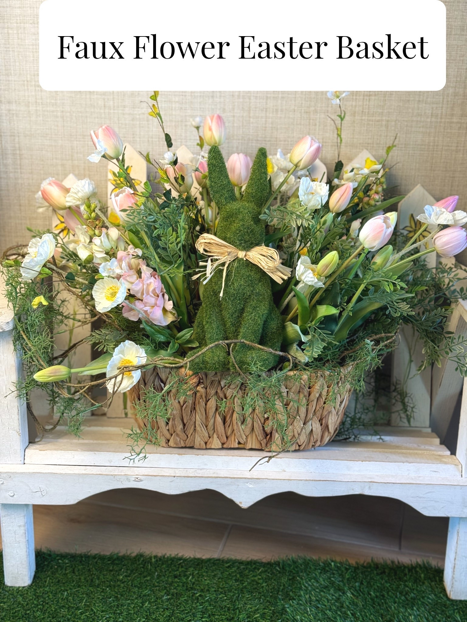 Faux Flower Easter Basket, faux tulips, poppies, and daffodils 🌼 
#LTKspring, LTKGARDEN